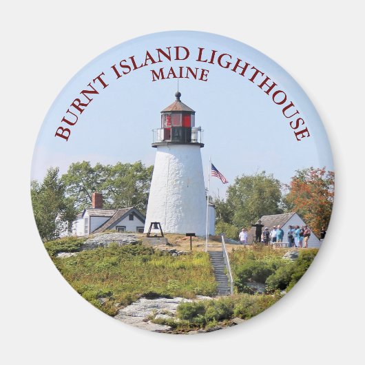 Burnt Island Lighthouse, Maine Round Magnet (Vorne)