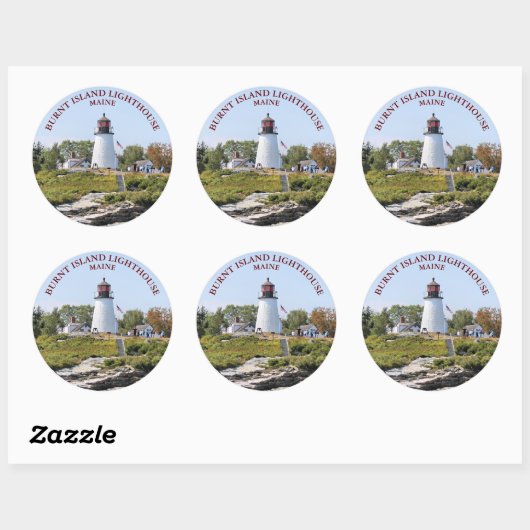 Burnt Island Lighthouse, Maine Round Stickers (Blatt)