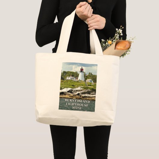 Burnt Island Lighthouse, Maine Tote Bag Jumbo Stoffbeutel (Vorderseite (Produkt))