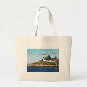 Burnt Island Lighthouse, Maine Tote Bag Jumbo Stoffbeutel