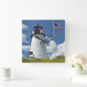 Burnt Island Lighthouse, Maine Wall Clock Quadratische Wanduhr (Zuhause)