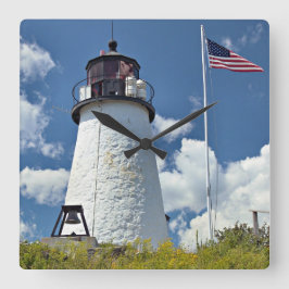 Burnt Island Lighthouse, Maine Wall Clock Quadratische Wanduhr