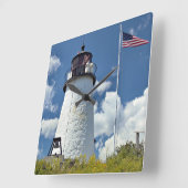 Burnt Island Lighthouse, Maine Wall Clock Quadratische Wanduhr (Winkel)