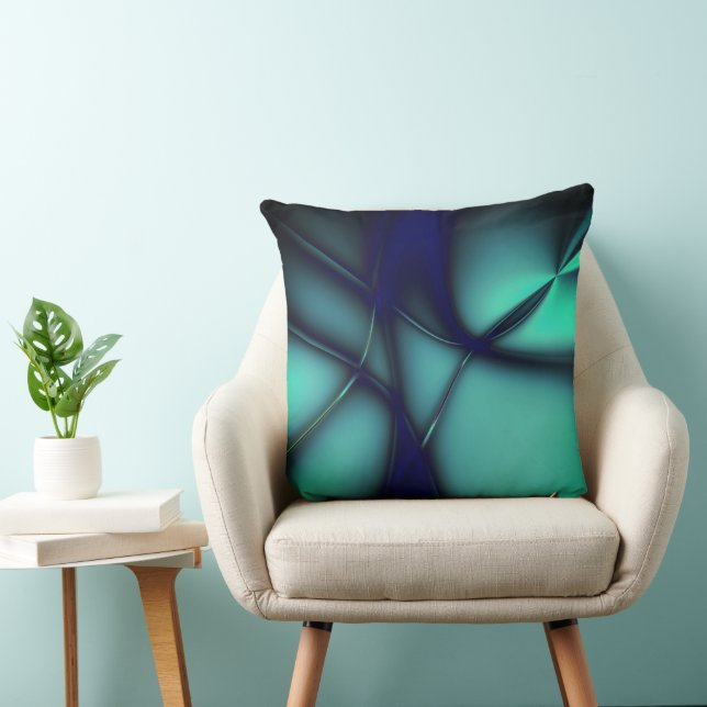 Burnt-Minze-Cyan unter hellen Linien sieht wie Kab Kissen (Stuhl )