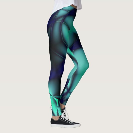 Burnt-Minze-Cyan unter hellen Linien sieht wie Kab Leggings (Rechts)