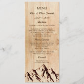 Burnt Mountain in Holz Rustikale Hochzeitsmenü Menükarte (Vorderseite)