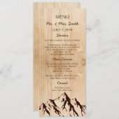 Burnt Mountain in Holz Rustikale Hochzeitsmenü Menükarte (Vorne/Hinten)