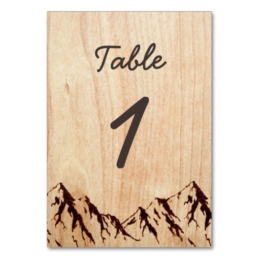 Burnt Mountain in Holz Rustikale Tischnummer Card (Rückseite)