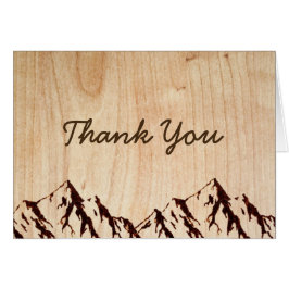 Burnt Mountain in Wood Wedding RSVP Danke Karte