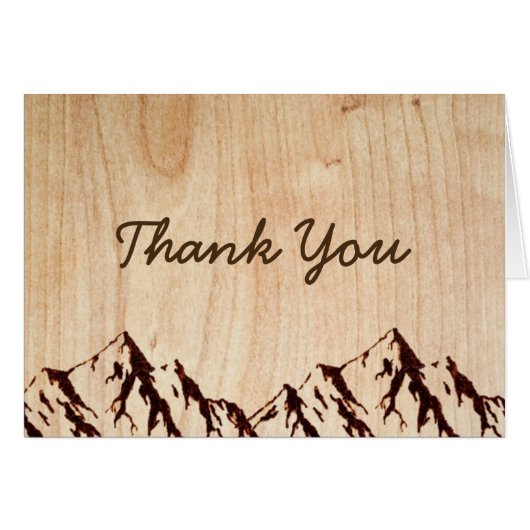 Burnt Mountain in Wood Wedding RSVP Danke Karte (Vorderseite (Horizontal))