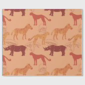 Burnt Orange afrikanische Tiere Geschenkpapier (Flach)