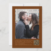 Burnt Orange Agate Brown Foto QR Code Wedding Einladung (Rückseite)