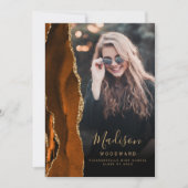 Burnt Orange Agate Dark Foto Grad Ankündigung (Vorderseite)