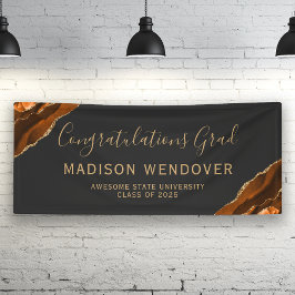 Burnt Orange Agate Dark Glückwunsch Abschluss Banner
