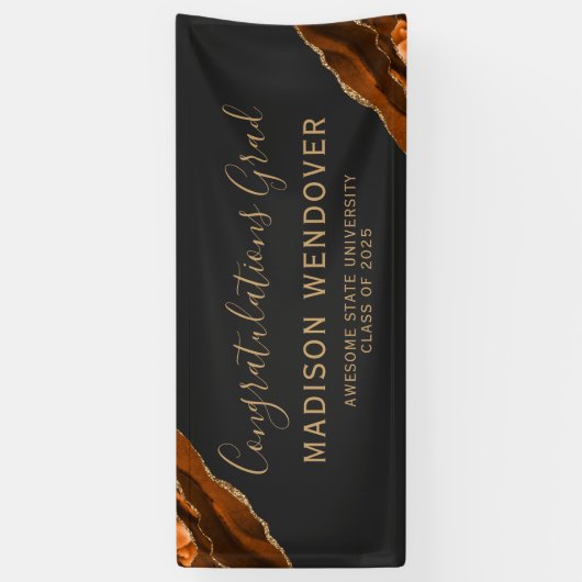 Burnt Orange Agate Dark Glückwunsch Abschluss Banner (Vertikal)