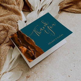 Burnt Orange Agate Gold Aquamarin Wedding Vielen D Karte