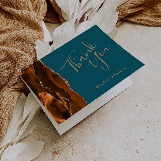 Burnt Orange Agate Gold Aquamarin Wedding Vielen D Karte