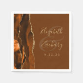 Burnt Orange Agate Gold Brown Wedding Serviette (Vorderseite)