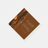 Burnt Orange Agate Gold Brown Wedding Serviette (Ecke)