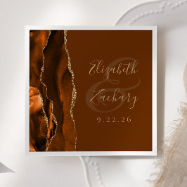 Burnt Orange Agate Gold Brown Wedding Serviette
