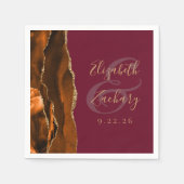 Burnt Orange Agate Gold Burgundy Wedding Serviette (Vorderseite)