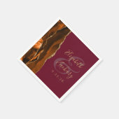 Burnt Orange Agate Gold Burgundy Wedding Serviette (Ecke)