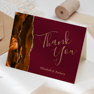 Burnt Orange Agate Gold Burgundy Wedding Vielen Da Karte