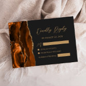 Burnt Orange Agate Gold Calligraphy Script Wedding RSVP Karte