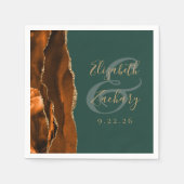 Burnt Orange Agate Gold Dark Green Wedding Serviette (Vorderseite)