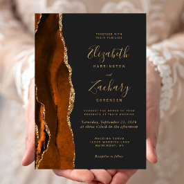Burnt Orange Agate Gold Dark Wedding Einladung