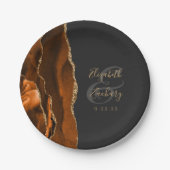 Burnt Orange Agate Gold Dark Wedding Pappteller (Vorderseite)