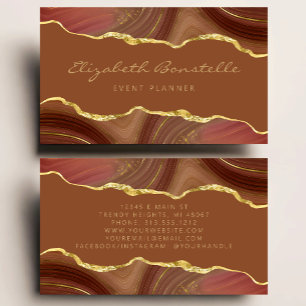 Burnt Orange Agate Gold Foil Luxus Visitenkarte