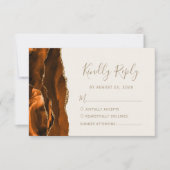Burnt Orange Agate Gold Ivory Wedding RSVP Karte (Vorderseite)
