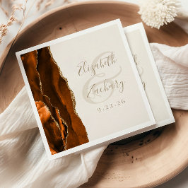 Burnt Orange Agate Gold Ivory Wedding Serviette