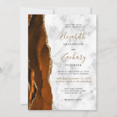 Burnt Orange Agate Gold Marble Wedding Einladung (Vorderseite)