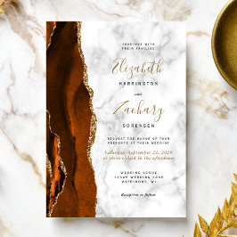 Burnt Orange Agate Gold Marble Wedding Einladung