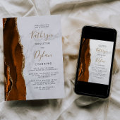 Burnt Orange Agate Gold Marble Wedding Einladung