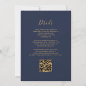 Burnt Orange Agate Gold Navy Blue QR Code Hochzeit Einladung (Rückseite)