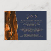 Burnt Orange Agate Gold Navy Blue Wedding Details Begleitkarte (Vorderseite)