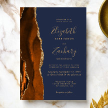 Burnt Orange Agate Gold Navy Blue Wedding
