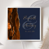 Burnt Orange Agate Gold Navy Blue Wedding Serviette