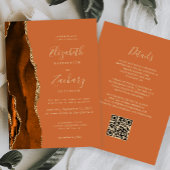 Burnt Orange Agate Gold QR Code Wedding Einladung