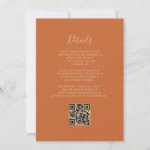 Burnt Orange Agate Gold QR Code Wedding Einladung (Rückseite)
