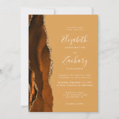 Burnt Orange Agate Honey Gold QR Code Wedding Einladung (Vorderseite)