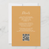 Burnt Orange Agate Honey Gold QR Code Wedding Einladung (Rückseite)