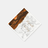 Burnt Orange Agate Marble Gold Script Wedding Serviette (Ecke)