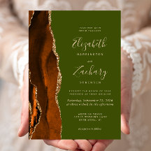 Burnt Orange Agate Olive Green Wedding