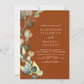 Burnt Orange All in One Eukalyptus QR Code Wedding Einladung (Vorderseite)