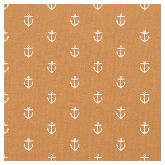 Burnt Orange Anchor Print Stoff (Nahaufnahme)