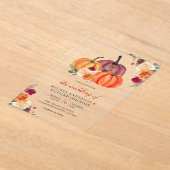 Burnt Orange and Burgundy Floral Pumpkin Wedding Acryleinladungen (Ablage )
